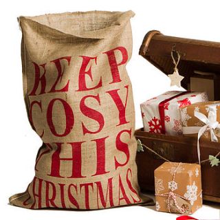 red keep cosy this christmas gift sack by sophia victoria joy