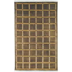 Hand knotted Lexington Plaid Soft Green Wool Rug (6' x 9') Safavieh 5x8   6x9 Rugs