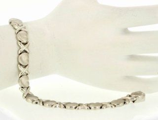 14K White Gold Hearts and X's Bracelet Jewelry