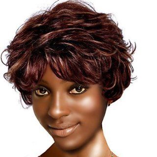 Capless Short High Quality Synthetic Nature Look Brown Curly Hair Wig Health & Personal Care