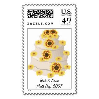 Sunflower Wedding Cake Postage Stamp