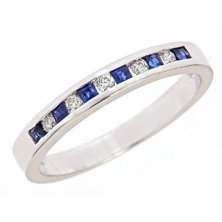 0.73ct Diamond Princess Cut Men's Wedding Band Ring in Channel Setting 14K White Gold 8.5 Jewelry