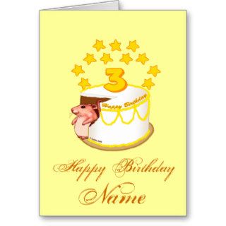 3 Year Old Birthday Cake Greeting Cards