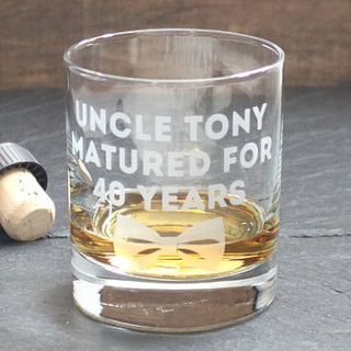 personalised 'dickie bow' whisky glass by becky broome