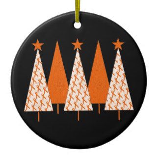 Christmas Trees   Orange Ribbon Ornaments