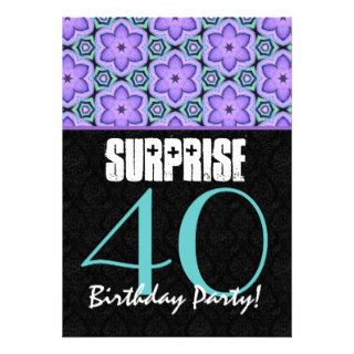 Purple and Aqua or Teal SURPRISE 40th Birthday Personalized Invites