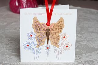 'special sister' butterfly birthday card by white mink