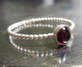 garnet sterling silver stacking ring by catherine marche jewellery