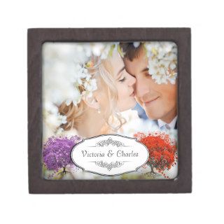 Radiant Purple Heart Leaf Tree Wedding Premium Jewelry Box