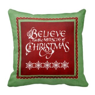 Christmas Word Art Believe Pillow