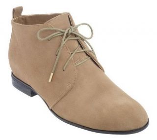Isaac Mizrahi Live Suede Leather Flat Lace Up Ankle Boots —