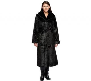 Dennis Basso Platinum Collection Full Length Faux Fur Coat 