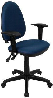 Flash Furniture WL A654MG NVY A GG Mid Back Navy Blue Fabric Multi Functional Task Chair with Arms and Adjustable Lumbar Support   Office Chair