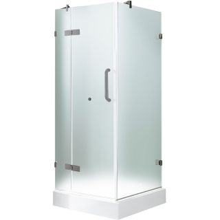 VIGO Frameless Showers 79.25 in H x 30.25 in W x 30.25 in L Brushed Nickel Square 3 Piece Corner Shower Kit
