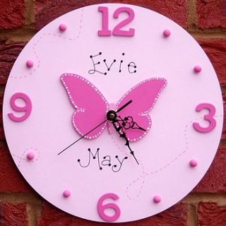personalised butterfly clock by brambleberries