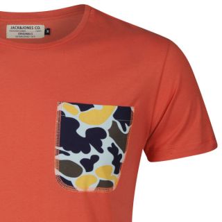 Jack & Jones Mens Camo T Shirt   Coral      Clothing