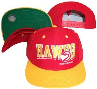 Atlanta Hawks Wave Red/Yellow Two Tone Plastic Snapback Adjustable Plastic Snap Back Hat / Cap  Sports Fan Baseball Caps  Sports & Outdoors