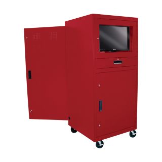Sandusky Lee Mobile Computer Cabinet — 30in.W x 30in.D x 70in.H, Red, Model# 16CC303064-01  Storage Cabinets