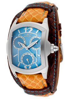 Invicta 12263  Watches,Womens Lupah Blue Dial Orange & Brown Genuine Leather Cuff, Casual Invicta Quartz Watches