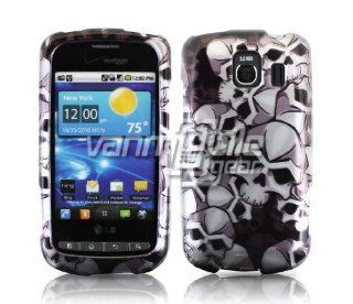 VMG For LG Vortex VS660 Cell Phone Graphic Image Design Faceplate Hard Case Cover   Metallic Silver Gray Black Skulls & Bones Cell Phones & Accessories