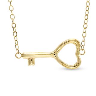 Sideways Heart Key Necklace in 10K Gold   Zales