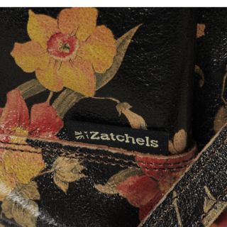 Zatchels Printed Leather Duffel Bag   Brown Floral      Womens Accessories