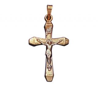 14K Yellow Gold Cross Pendant with 14K WhiteGold Crucifix —