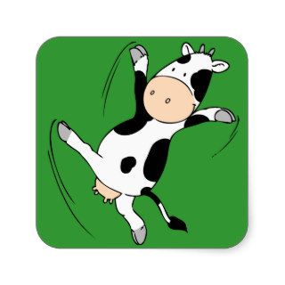 High Kicking Cow.png Square Stickers