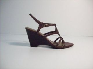 Etienne Aigner 'Talissa' Leather Wedge Sandal (Coffee) (10, Coffee) Shoes