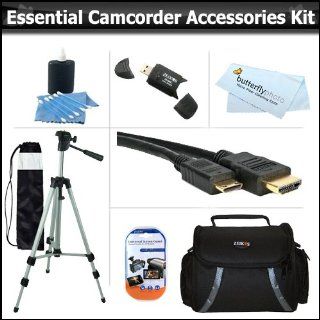 Essential Accessory Kit For JVC GZ HM670 GZ HM450 GZ HM440 GS TD1B GZ HD520 GZ HM30 GZ HM50 GZ HM650 GZ HM690 GZ HM860 GZ HM960 HD Everio Camcorder Includes 50 Tripod + Deluxe Case + Mini HDMI Cable + Lens Cleaning Kit + Screen Protectors + More  Digital 