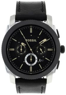 Fossil FS4731  Watches,Mens Machine Chronograph Black Dial Black Leather, Casual Fossil Quartz Watches