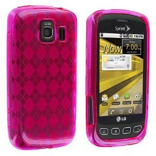 Hot Pink TPU Rubber Skin Case Cover for LG Optimus S LS670 / U / V Cell Phones & Accessories