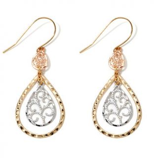 Michael Anthony Jewelry® 10K Gold Tri Color Filigree Drop Earrings
