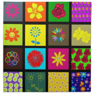 Modern Chic Multi Flower Wallpaper Design Napkin