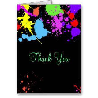 Neon Paint Splatter Thank You Cards Cards