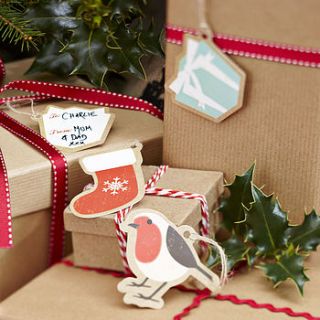 vintage style christmas present tags / labels by ginger ray