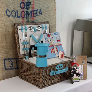 vintage blue picnic and coffee hamper by jones and jones of berwick upon tweed