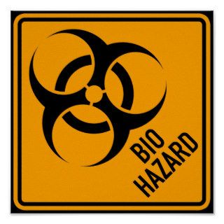 Bio Hazard Biohazard Yellow Diamond Warning Sign Poster