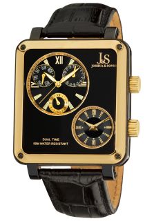 Joshua & Sons JS 30 02  Watches,Mens Black Dial Brown Leather, Casual Joshua & Sons Quartz Watches