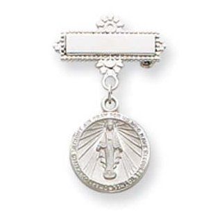 Sterling Silver Miraculous Medal Pin Jewelry