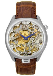 EDOX 87001.3SQ.AINS  Watches,Mens Limited Edition Maitre Horloger Automatic Brown Crocodile, Luxury EDOX Automatic Watches
