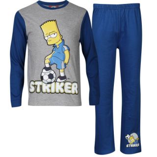 The Simpsons Boys Striker Pyjama Set   Grey Marl/Blue      Clothing