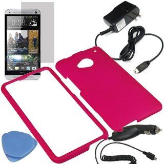 BW Hard Shield Shell Cover Snap On Case for AT&T, Sprint, T Mobile HTC One + Tool + LCD + Car + Home Charger  Magenta Pink Cell Phones & Accessories