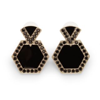 Kardashian Kollection KK Deco Drop Earrings   Black      Clothing