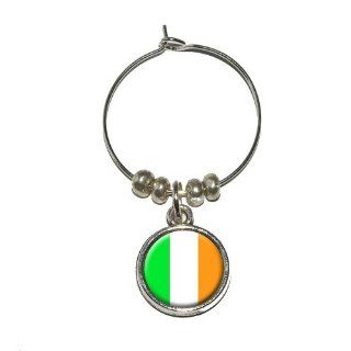 Irish Ireland Flag Wine Glass Charm Drink Stem Marker Ring Wine Glass Tags Kitchen & Dining