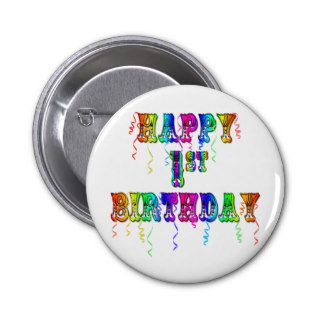 Happy 1st Birthday   Baby Birthday Button