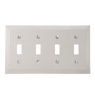 Amerelle 84T4N Steps Cast Metal Four Toggle Wallplate, Satin Nickel   Switch Plates  
