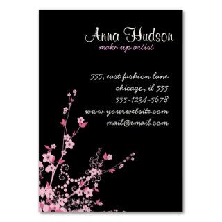 Cherry Blossom, Sakura Flowers   Pink Black Business Cards