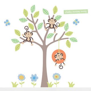 cheeky monkey swing tree wall stickers by parkins interiors