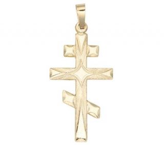 Diamond Cut Eastern Orthodox Cross Pendant, 14KYellow Gold —